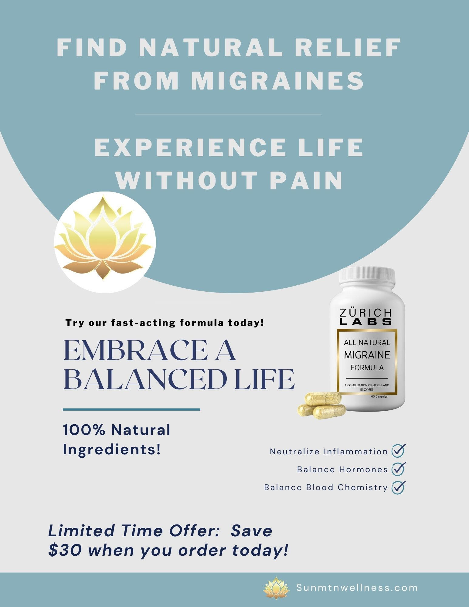 Sun Mountain Wellness All Natural Migraine Support